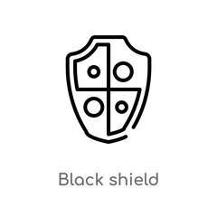 outline black shield vector icon. isolated black simple line element illustration from security concept. editable vector stroke black shield icon on white background