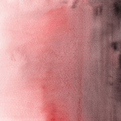 Red ink and watercolor texture on white paper background. Paint leaks and ombre effects. Hand painted abstract image.