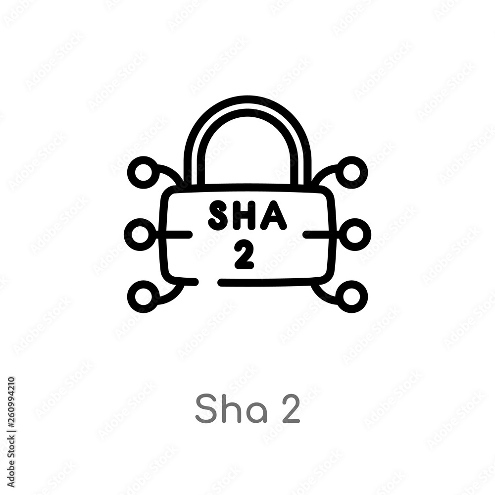 Poster outline sha 2 vector icon. isolated black simple line element illustration from security concept. ed