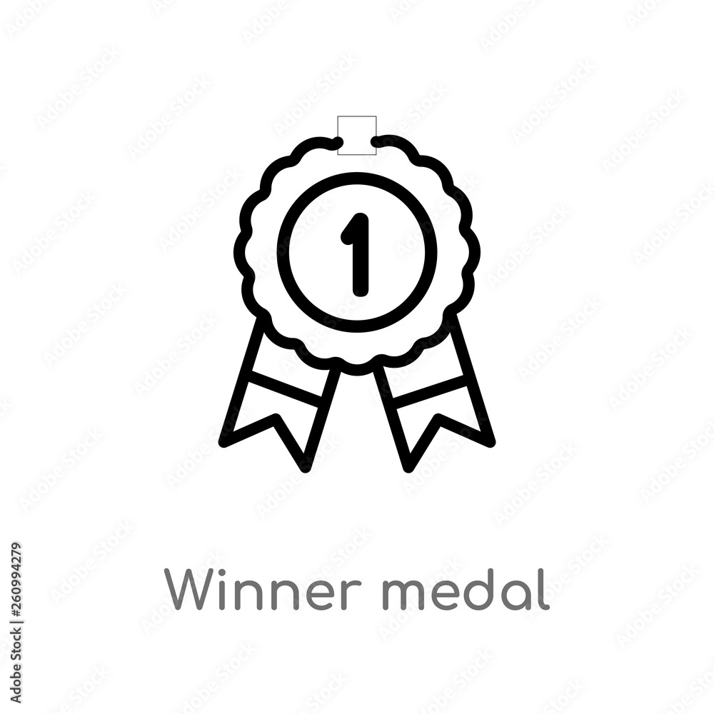 Poster outline winner medal vector icon. isolated black simple line element illustration from seo and web c