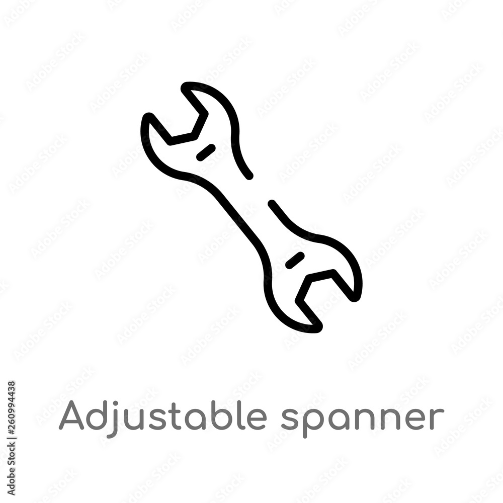 Poster outline adjustable spanner vector icon. isolated black simple line element illustration from seo and