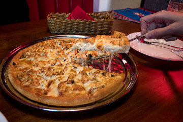 Chicken and mushroom pizza