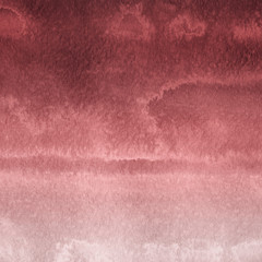 Red ink and watercolor texture on white paper background. Paint leaks and ombre effects. Hand painted abstract image.