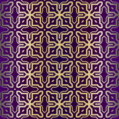 Geometric Modern Ornament. Seamless Vector Pattern. For Wallpaper, Invitation, Fashion Design. Purple gold color