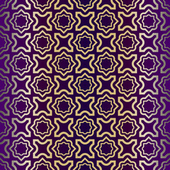 Geometric Modern Ornament. Seamless Vector Pattern. For Wallpaper, Invitation, Fashion Design. Purple gold color