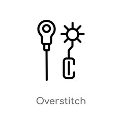 outline overstitch vector icon. isolated black simple line element illustration from sew concept. editable vector stroke overstitch icon on white background