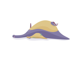 Cartoon magic dragon with child. Relax concept.