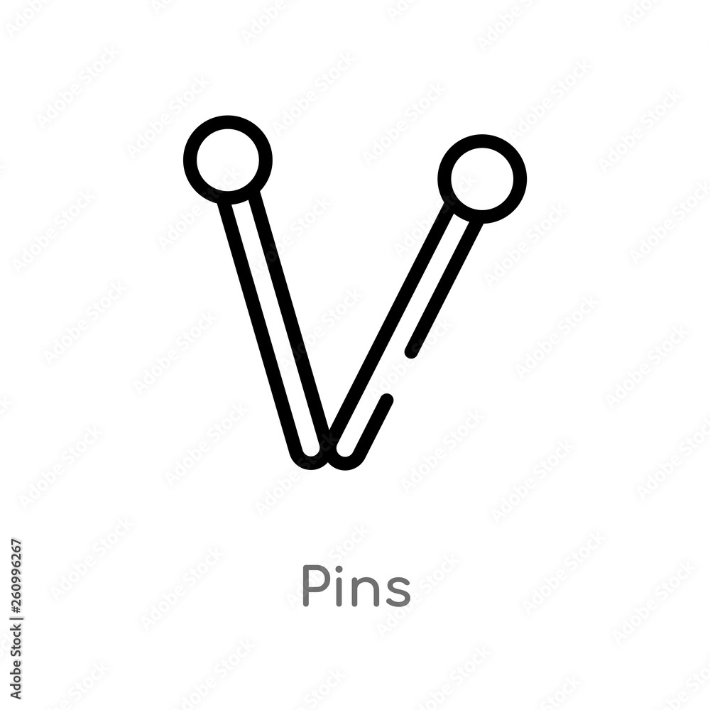Poster outline pins vector icon. isolated black simple line element illustration from sew concept. editable