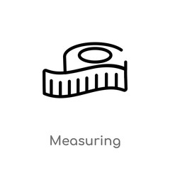 outline measuring vector icon. isolated black simple line element illustration from sew concept. editable vector stroke measuring icon on white background
