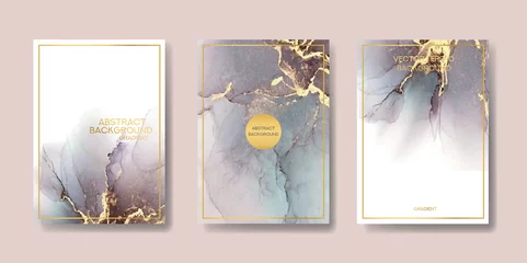 Tragetasche the big set of liquid marble with gold. flyer, business card, flyer, brochure, poster, for printing. trend vector © chikovnaya