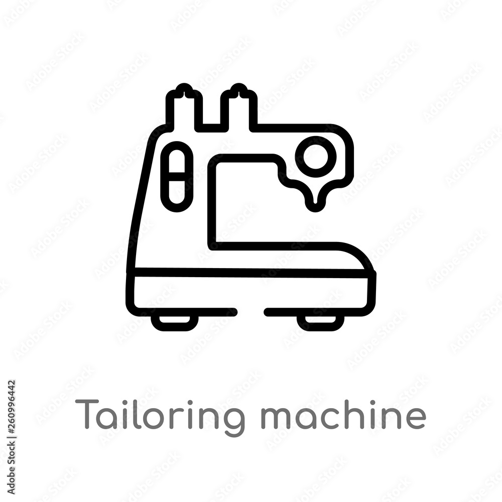 Poster outline tailoring machine vector icon. isolated black simple line element illustration from sew conc