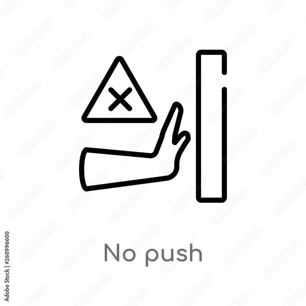 Poster outline no push vector icon. isolated black simple line element illustration from shapes concept. ed