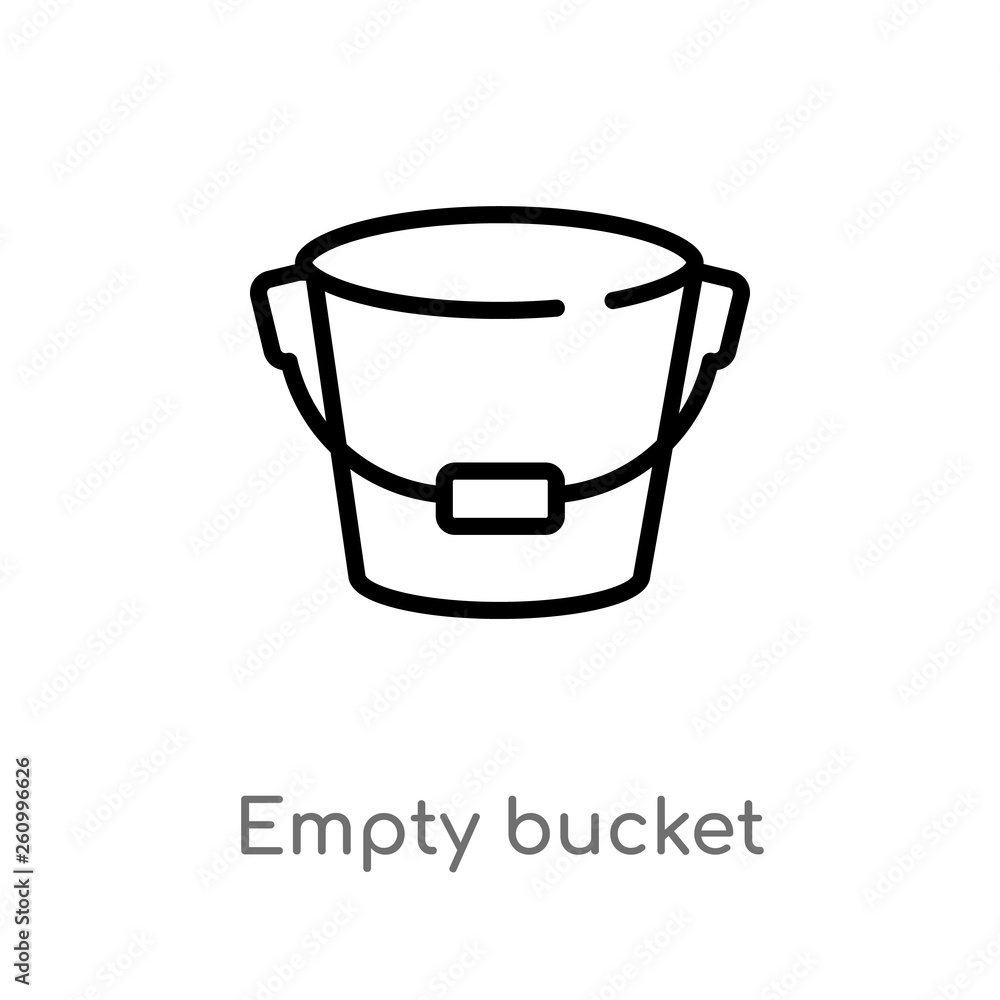 Poster outline empty bucket vector icon. isolated black simple line element illustration from shapes concep