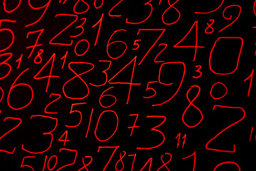 Background of numbers. from zero to nine. Numbers texture. Currency symbols. Numerology....