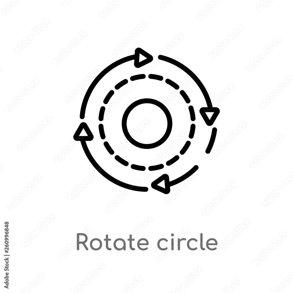 Poster outline rotate circle vector icon. isolated black simple line element illustration from shapes conce