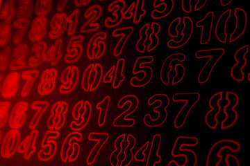 Background of numbers. from zero to nine. Numbers texture. Currency symbols. Numerology. Mathematical equations and formulas