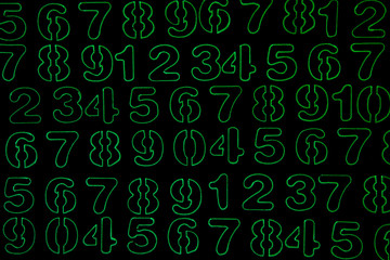 Background of numbers. from zero to nine. Numbers texture. Currency symbols. Numerology....