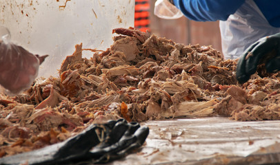 Pile of Cooked Pig ready to Shred and Serve