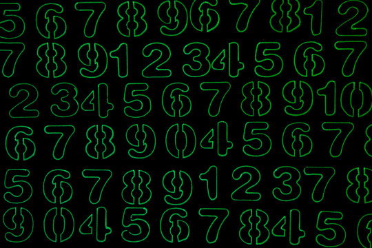 Background of numbers. from zero to nine. Numbers texture. Currency symbols. Numerology. Mathematical equations and formulas