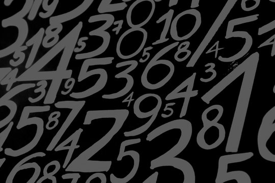 Background of numbers. from zero to nine. Numbers texture. Currency symbols. Numerology. Mathematical equations and formulas
