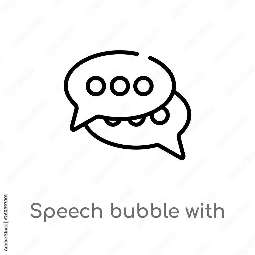 Poster outline speech bubble with ellipsis vector icon. isolated black simple line element illustration fro