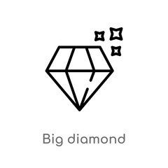 outline big diamond vector icon. isolated black simple line element illustration from shapes concept. editable vector stroke big diamond icon on white background