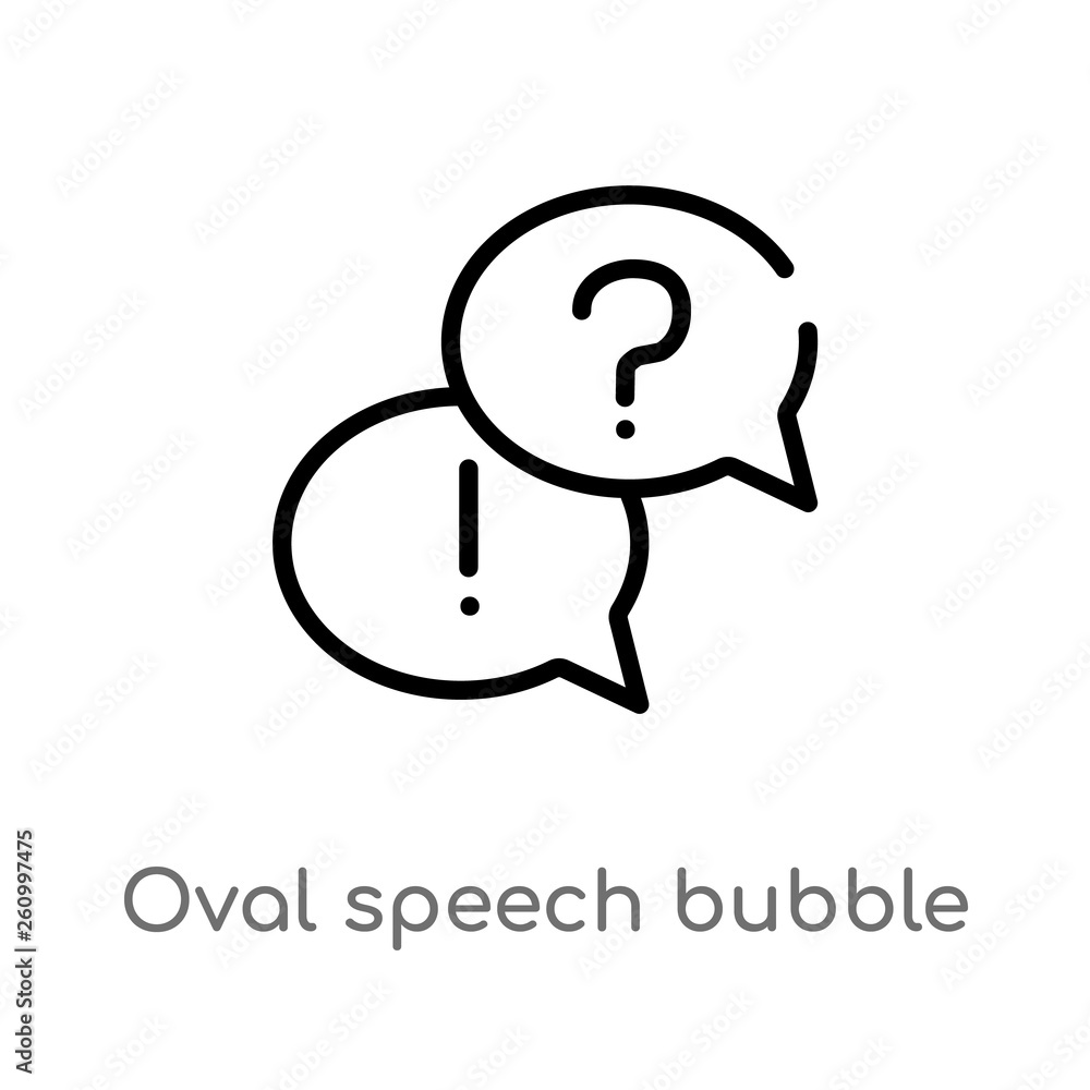 Poster outline oval speech bubble vector icon. isolated black simple line element illustration from shapes 