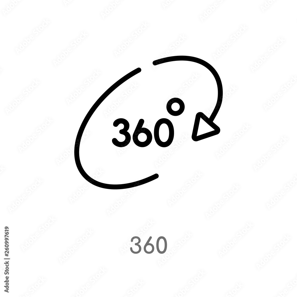 Poster outline 360 vector icon. isolated black simple line element illustration from shapes concept. editab