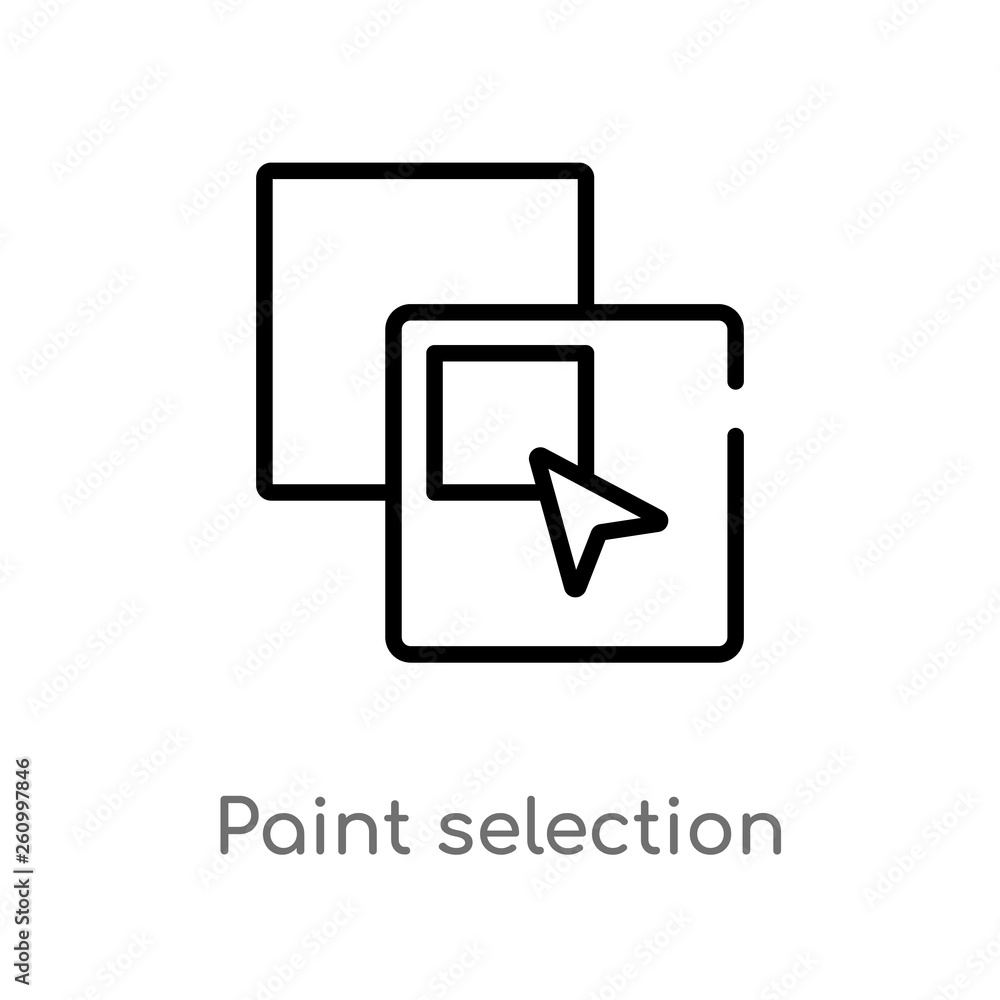 Poster outline paint selection vector icon. isolated black simple line element illustration from shapes con