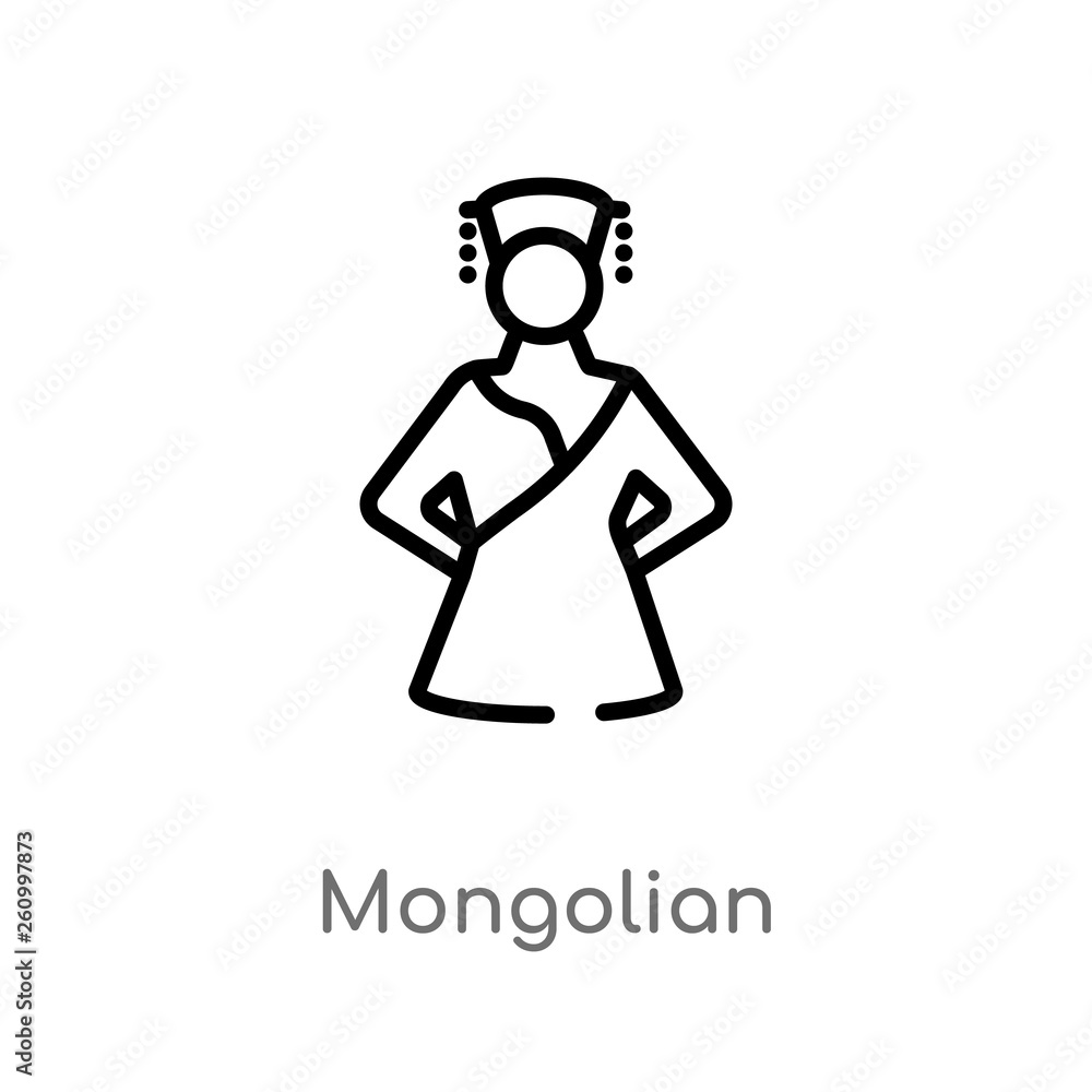 Poster outline mongolian vector icon. isolated black simple line element illustration from shapes concept. 