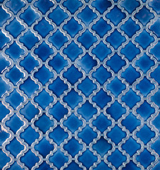 Panele Szklane  seamless mosaic blue tiled arabic pattern