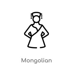 outline mongolian vector icon. isolated black simple line element illustration from shapes concept. editable vector stroke mongolian icon on white background