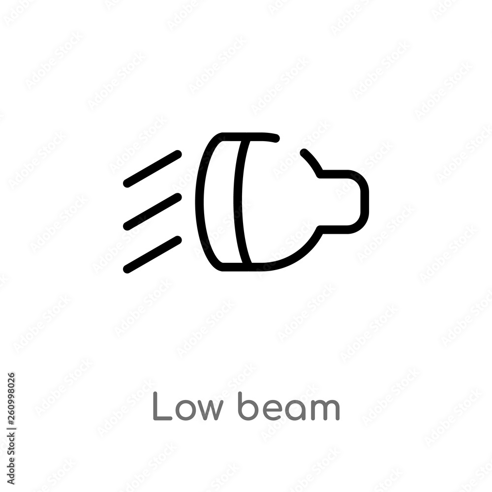 Poster outline low beam vector icon. isolated black simple line element illustration from shapes concept. e