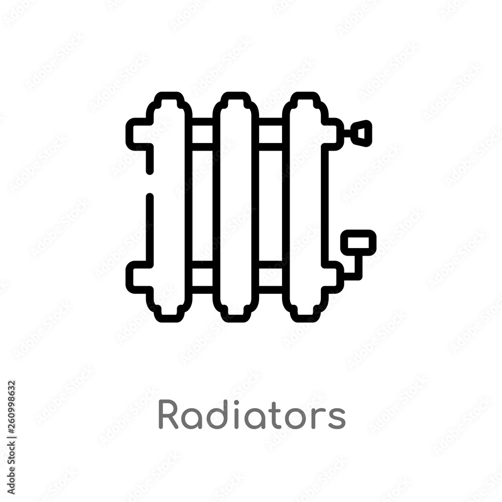 Poster outline radiators vector icon. isolated black simple line element illustration from shapes concept. 