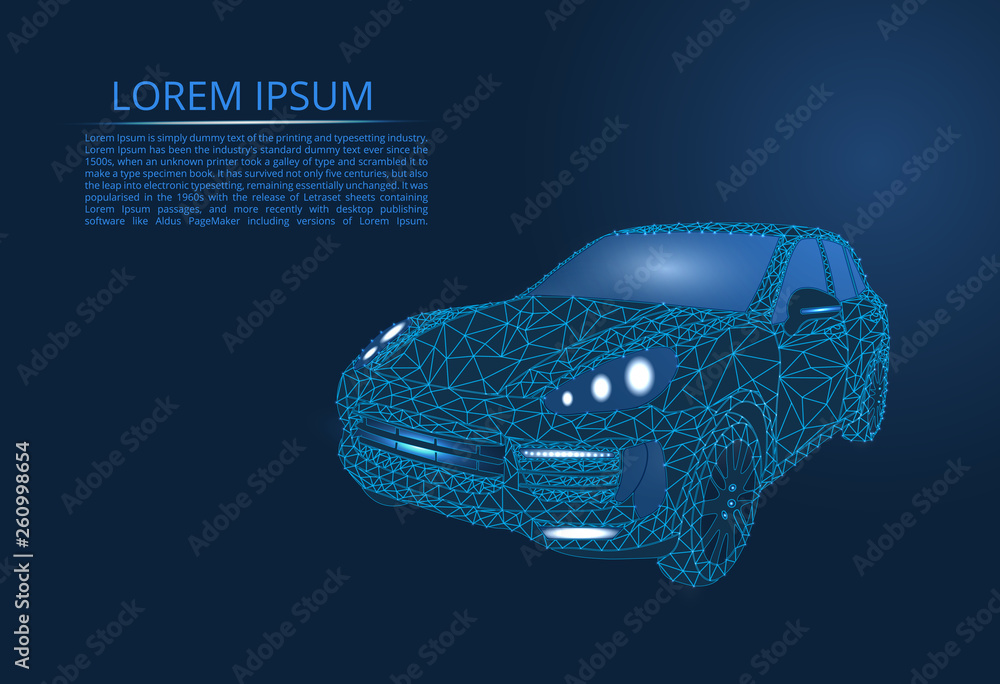 Aufkleber abstract image of a car in the form of points and lines, triangles, broken glass. business vector