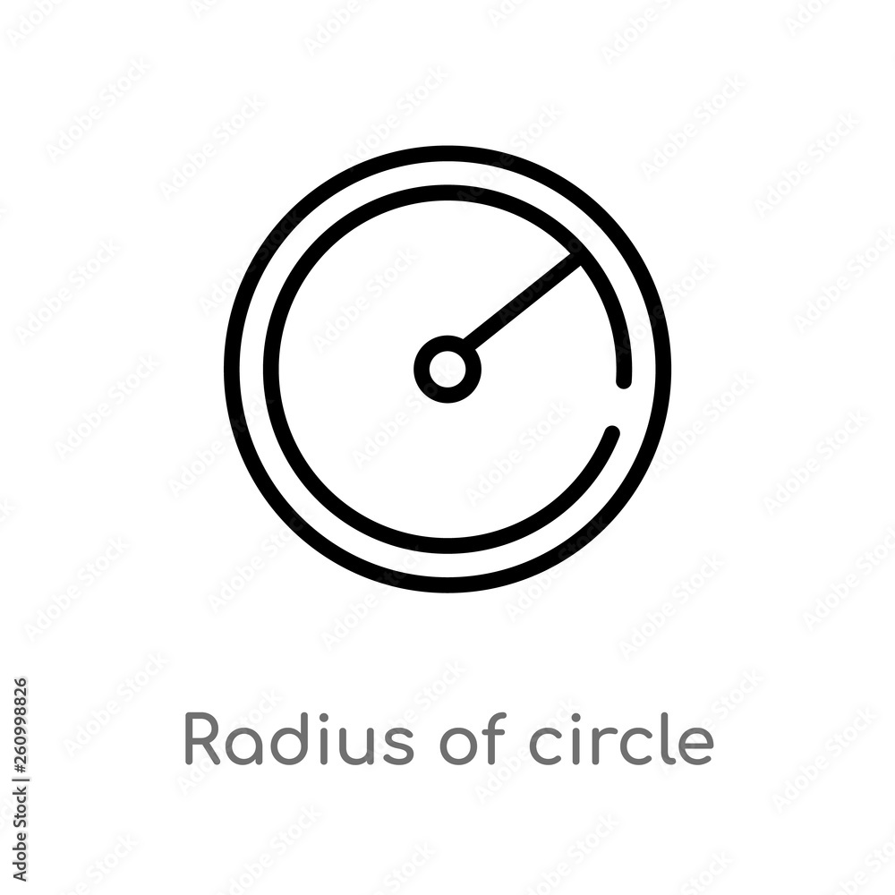 Aufkleber outline radius of circle vector icon. isolated black simple line element illustration from shapes co