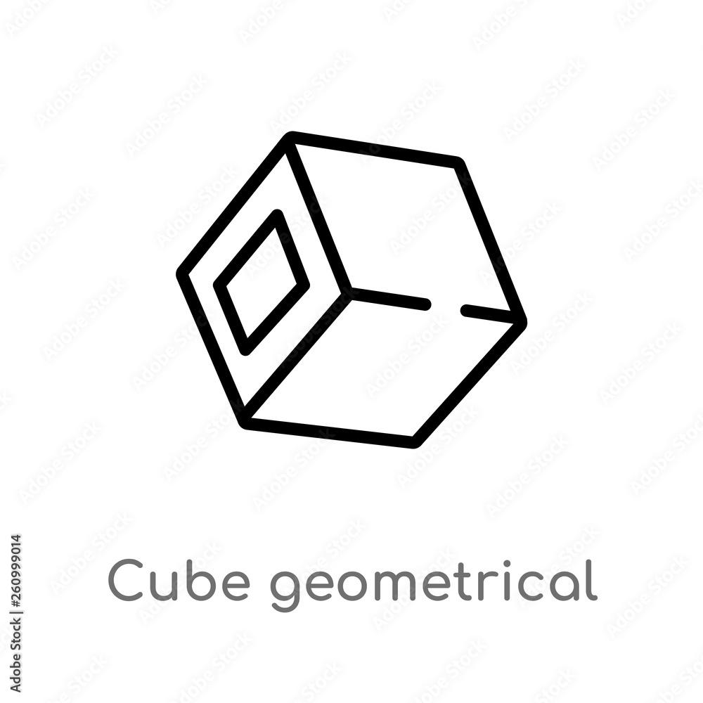 Aufkleber outline cube geometrical vector icon. isolated black simple line element illustration from shapes co