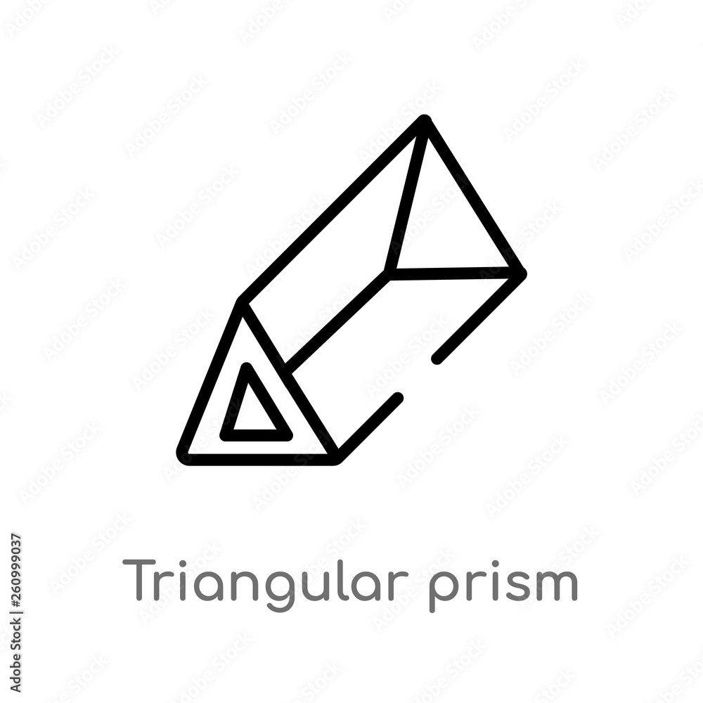 Poster outline triangular prism vector icon. isolated black simple line element illustration from shapes co