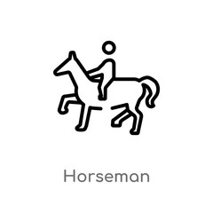 Fototapeta na wymiar outline horseman vector icon. isolated black simple line element illustration from shapes concept. editable vector stroke horseman icon on white background