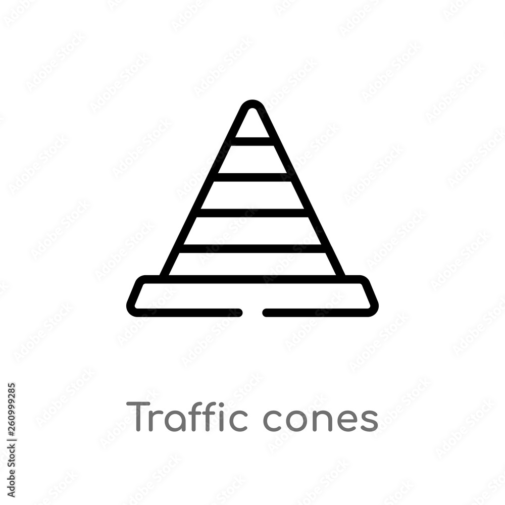 Poster outline traffic cones vector icon. isolated black simple line element illustration from signaling co