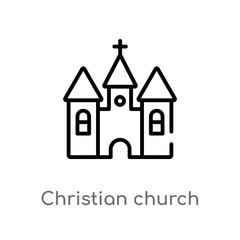 outline christian church vector icon. isolated black simple line element illustration from shapes and symbols concept. editable vector stroke christian church icon on white background