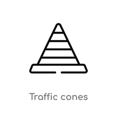 outline traffic cones vector icon. isolated black simple line element illustration from signaling concept. editable vector stroke traffic cones icon on white background