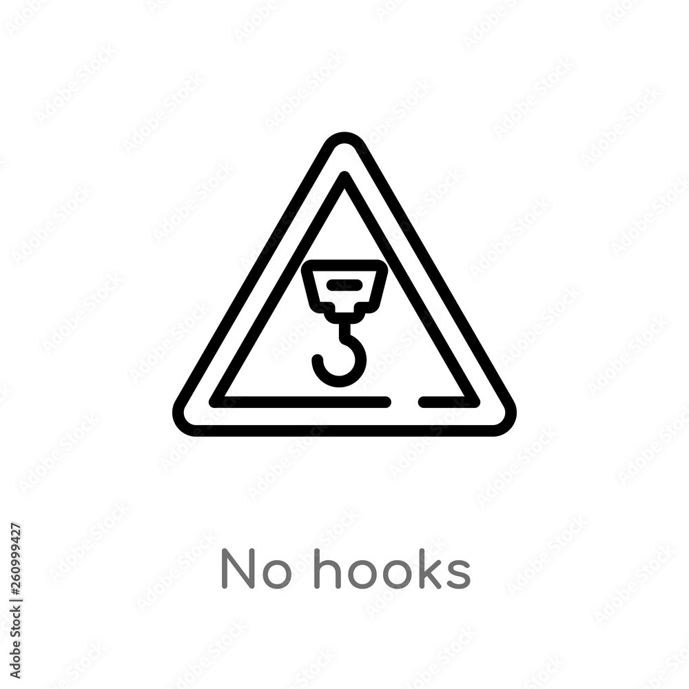 Aufkleber outline no hooks vector icon. isolated black simple line element illustration from signaling concept