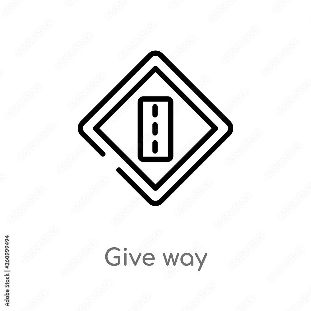 Poster outline give way vector icon. isolated black simple line element illustration from signaling concept
