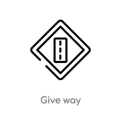 outline give way vector icon. isolated black simple line element illustration from signaling concept. editable vector stroke give way icon on white background