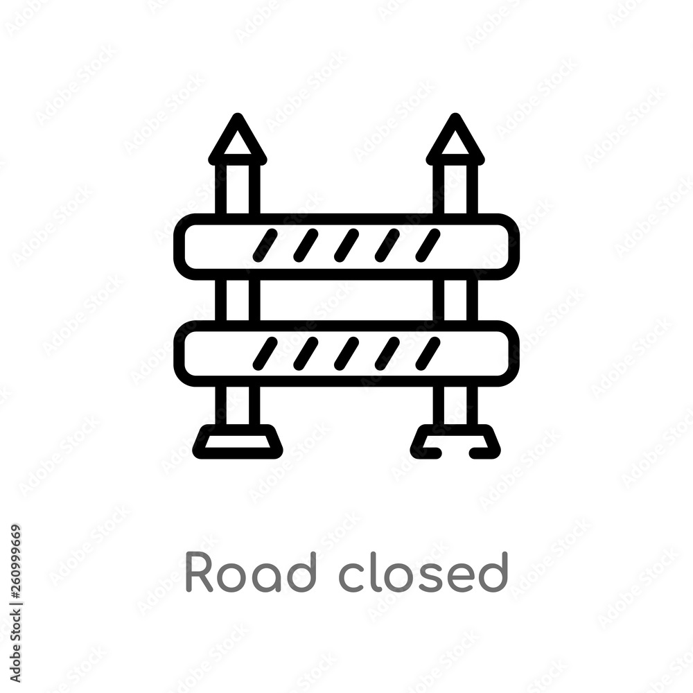 Poster outline road closed vector icon. isolated black simple line element illustration from signaling conc