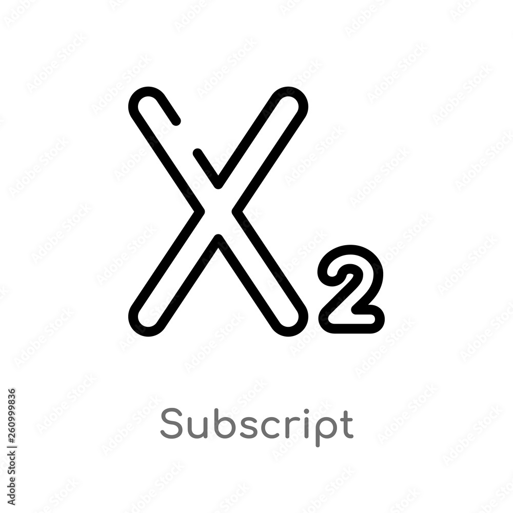 Poster outline subscript vector icon. isolated black simple line element illustration from signs concept. e