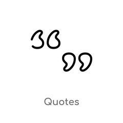 outline quotes vector icon. isolated black simple line element illustration from signs concept. editable vector stroke quotes icon on white background