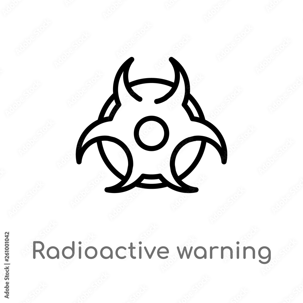 Poster outline radioactive warning vector icon. isolated black simple line element illustration from signs 