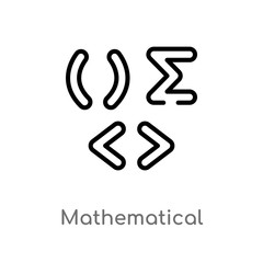 outline mathematical vector icon. isolated black simple line element illustration from signs concept. editable vector stroke mathematical icon on white background